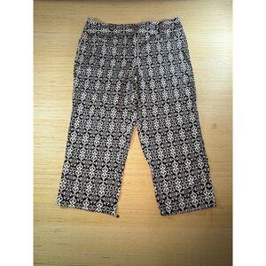 Style & Co Stretch Womens Black & White Floral Capri Pants Size 14